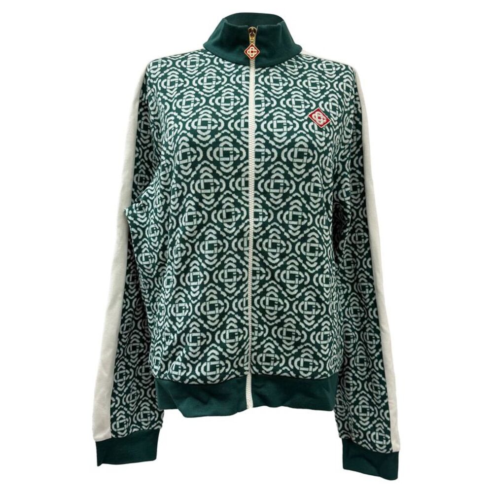 Casablanca Monogram-Jacquard Track Jacket in Green Cotton